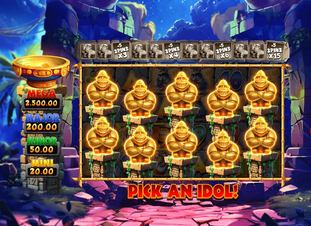 Screenshot of the free spins bonus on the online slot game Kong 3 Even Bigger Bonus by Blueprint Gaming, available to play at the best UK casino sites.