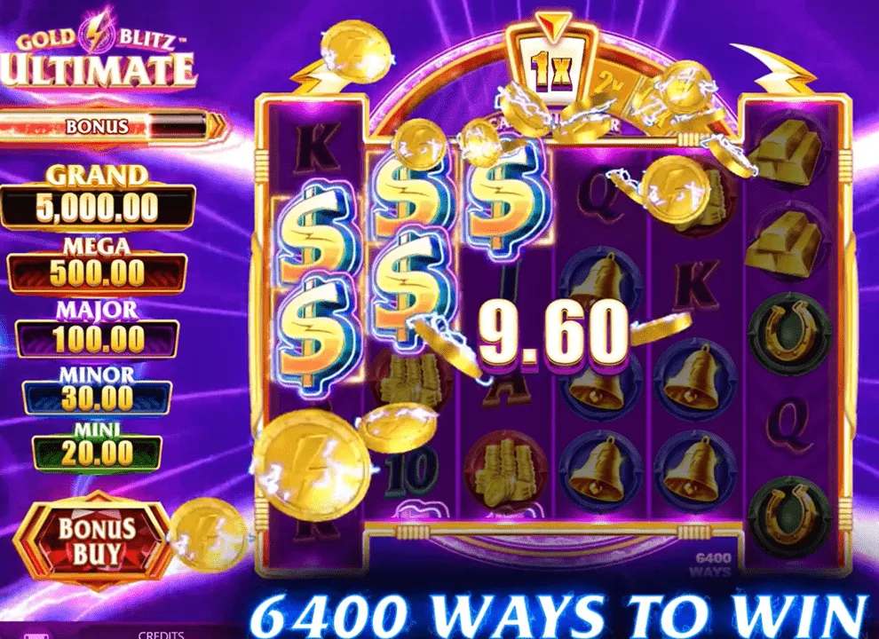 Screenshot of a winning spin on the online slot game Gold Blitz Ultimate by Fortune Factory Studios.