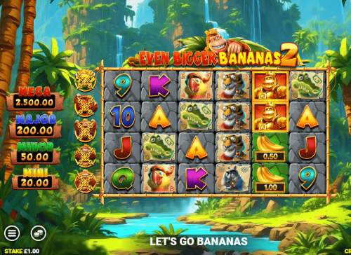 Screenshot of the mobile slot game King Kong Cash Even Bigger Bananas 2 by Blueprint Gaming.