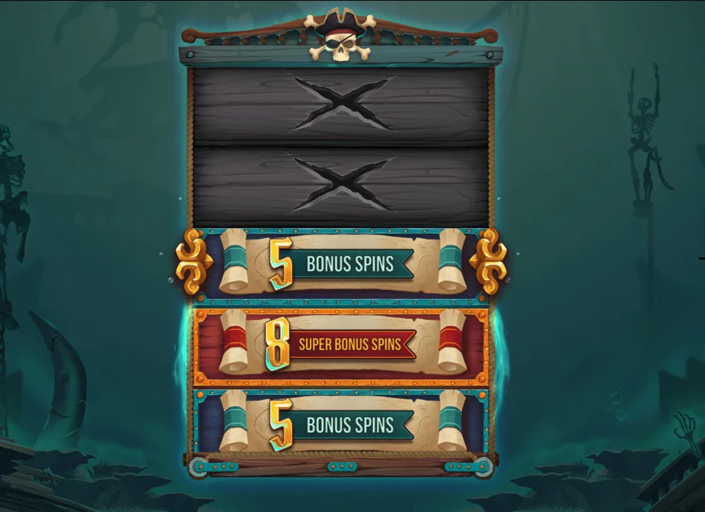 Screenshot of the bonus spins wheel feature on the online slot game Sea of Spirits by Push Gaming.
