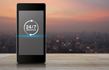 Mobile phone displaying 24/7